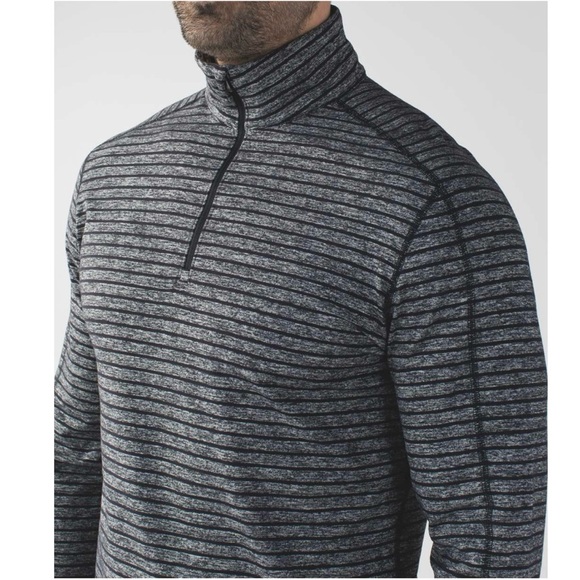 Lululemon Men’s Surge Warm 1/2 Zip Raven in Stripe Black Heathered Black Size L - Picture 14 of 15